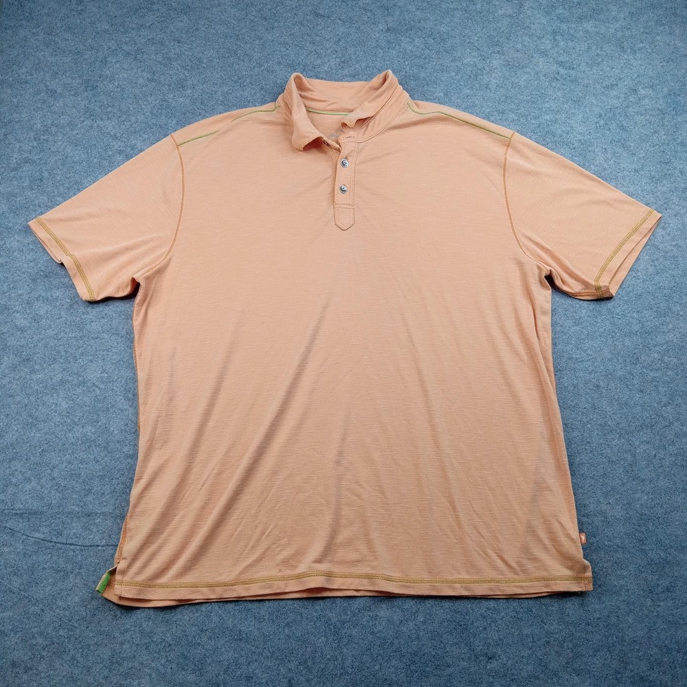 Tommy Bahama Polo Shirt Mens 2XL Orange Tencel Lyocell Blend Casual Golf‎ Marlin